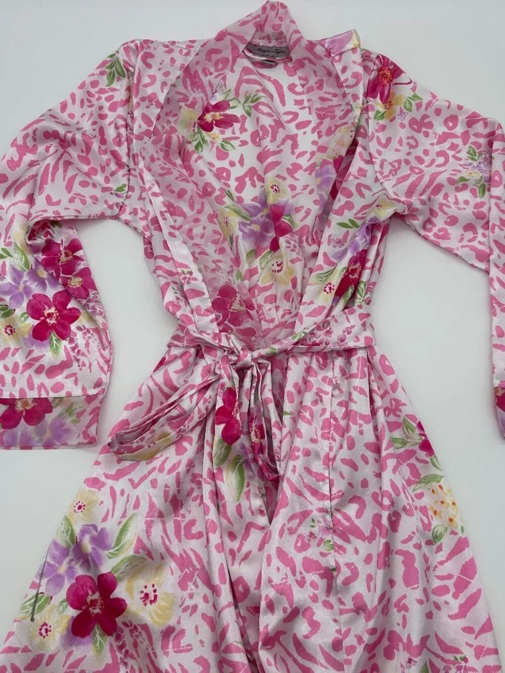 Morgan Taylor Intimates Womens Size Small Medium Satin Mid Length Robe Pink